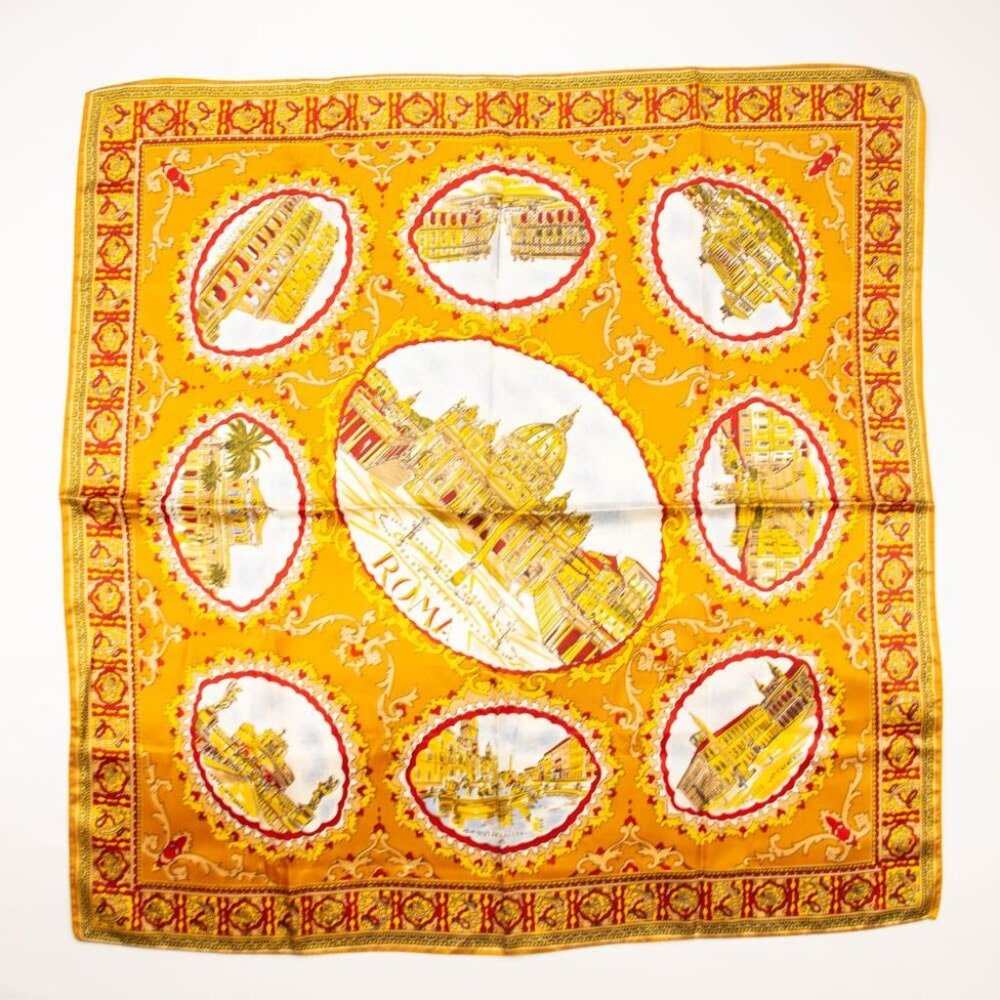 Vintage Roma Souvenir Gold Red Scarf  Accessory